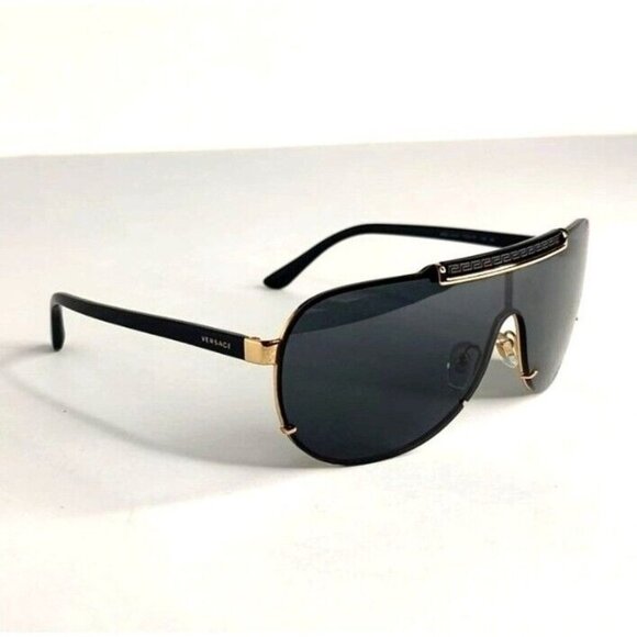 VERSACE Suglasses VE2140 1002 Pilot Aviator Greca Shield Black Unisex - Picture 4 of 16